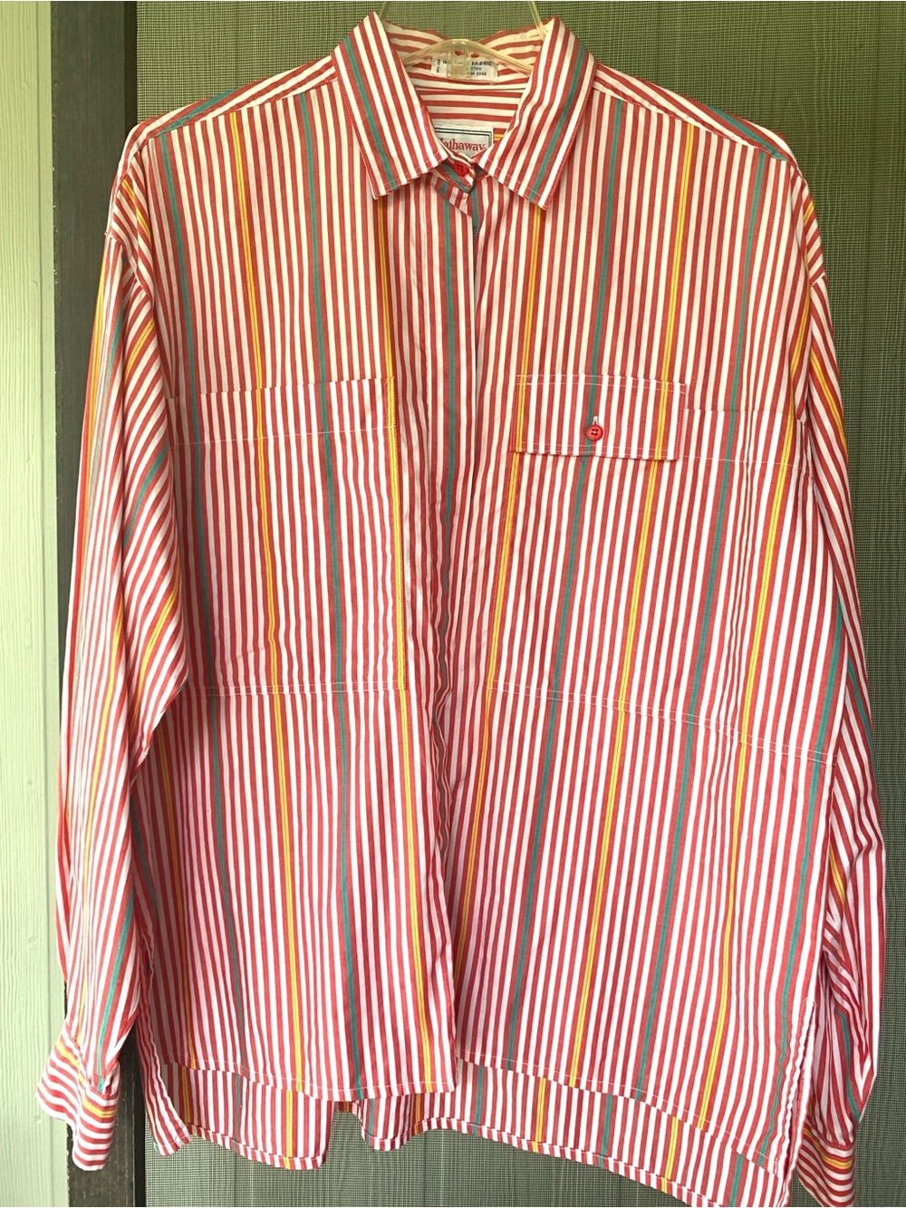 Classic Women's Multicolor Stripe Button-Down Shirt, 12